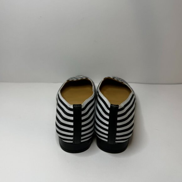 Talbots Edison Womens Black/White Striped Ribbon Pointed Flats Size 6.5 - Picture 4 of 7